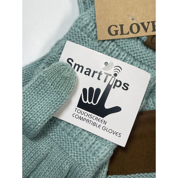C.C Cable Knit Touchscreen Texting Gloves In Mint Green New - Picture 4 of 5
